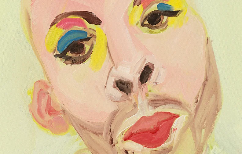 Sam (“The body isn't ever 'one' body, is loads of bodies, some present and some hidden and some yet to come.") , detail, 2018, oil on canvas, 33” x 28”