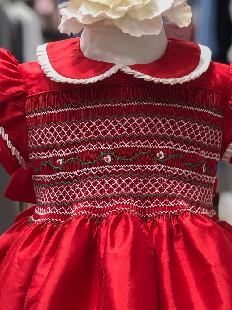 holiday smocked dress Girls Smocked Holiday Dress in Margaret Green main image 0