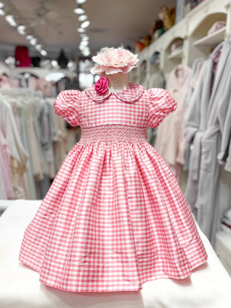 red and white smocked dress Christmas Smocked Red Girls Dress, Holiday Flower Girl Red White Dress 10Y / Red