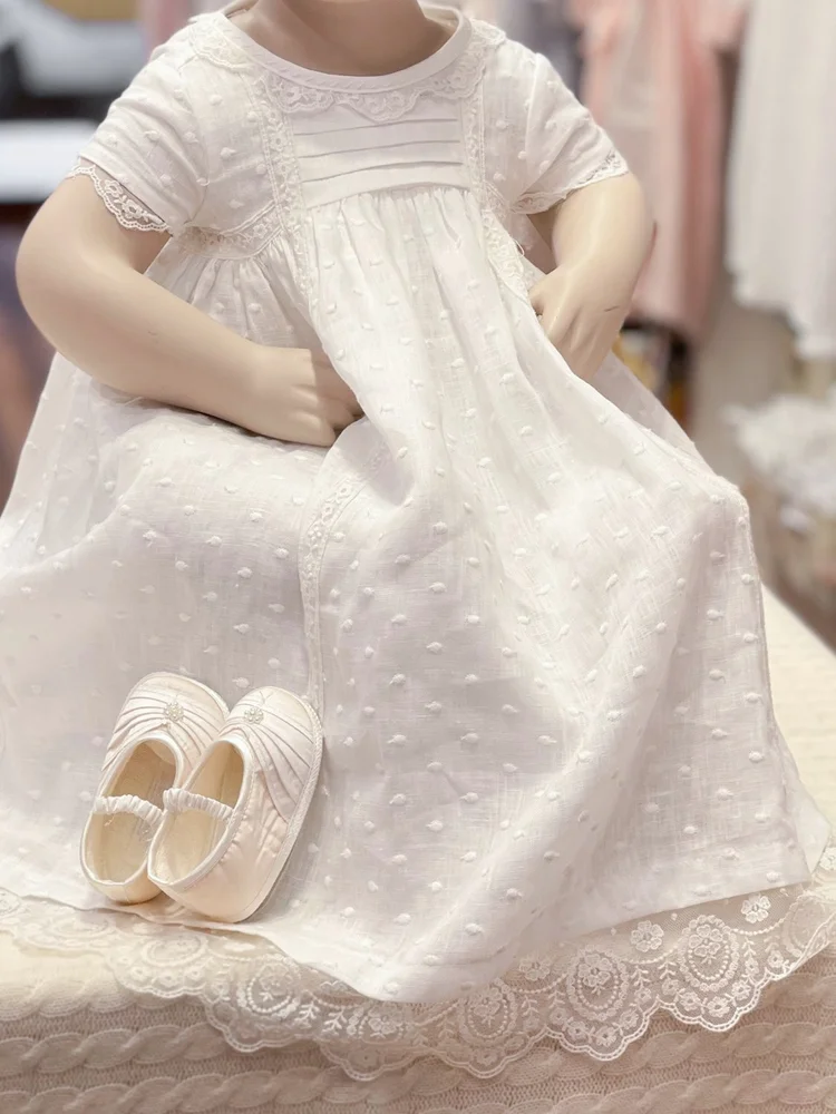 infant formal dress Miniature White Lace Infant Dress on Hanger Dollhouse Baby Clothing –  Magpie Miniatures main image 1