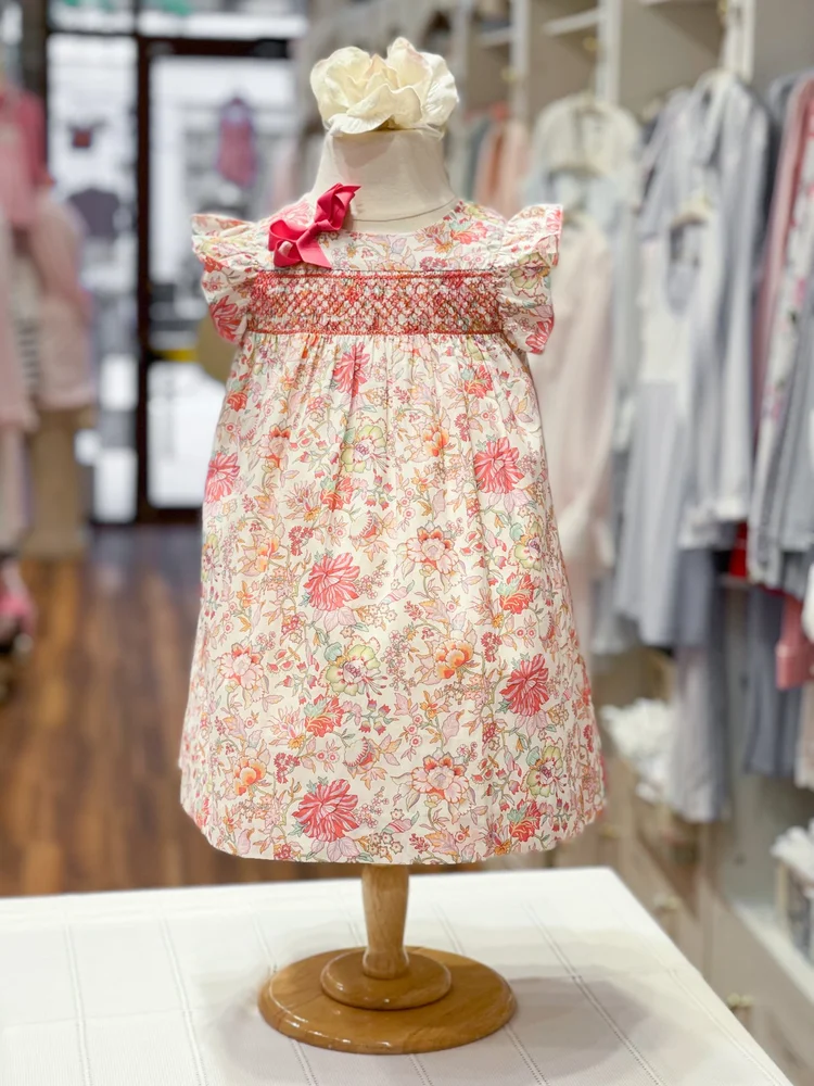 Gorgeous Liberty of London Floral Smocked Dress in Peony  Bonne Nuit