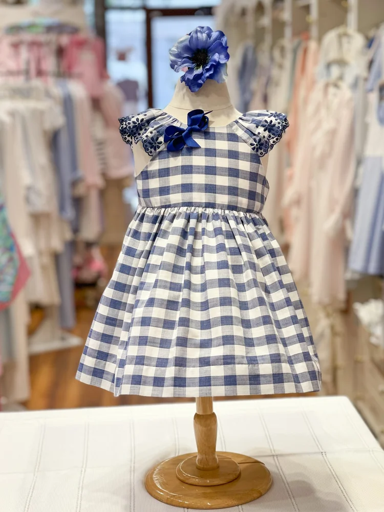 blush blue wedding dress Smocked Waist Eyelet Dress main image 0