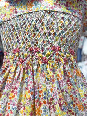 Hand-Smocked Liberty of London Baby Girls Dress Bonne Nuit Hand-Smocked Liberty of London Baby Girls Dress Bonne Nuit