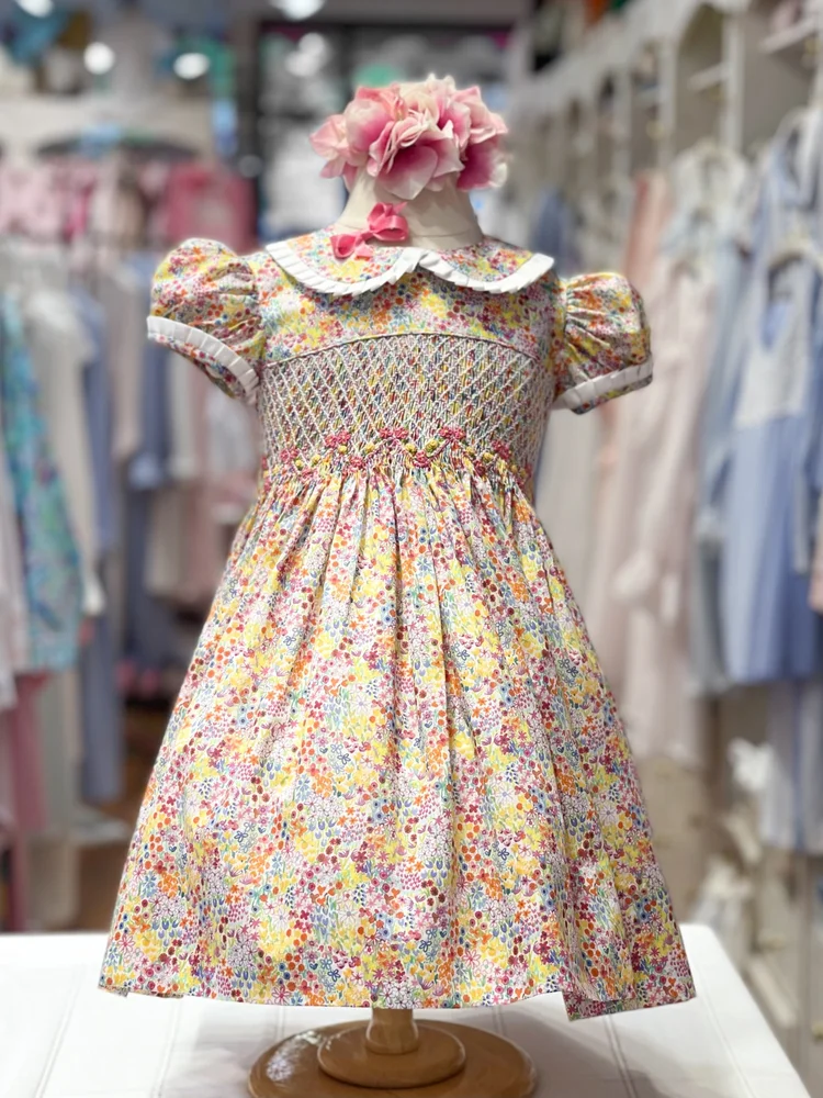 liberty smocked dress Bow Bamboo Twirl | 4th of July Girls Dress take your normal size Designed for a loose fit Lightweight Amandine Liberty Betsy Lavender Smocked