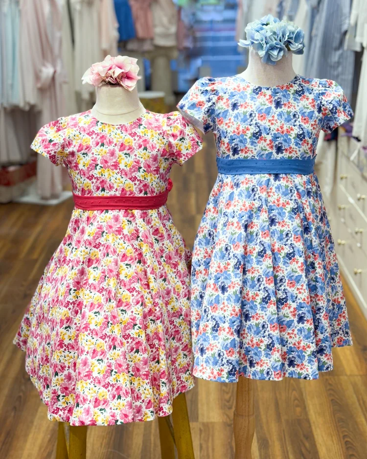princess polly baby blue dress Blue With Pink And Yellow Flowers Floral Wrap Top A Line Swing Tea Dre –  Pretty Kitty Fashion main image 1
