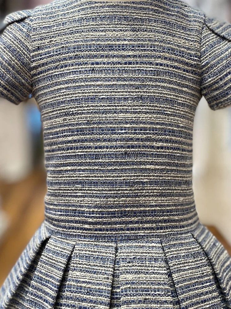 blue bengal stripe dress shirt Winter Plaid Tweed Dress Blue Blue Checked / XL