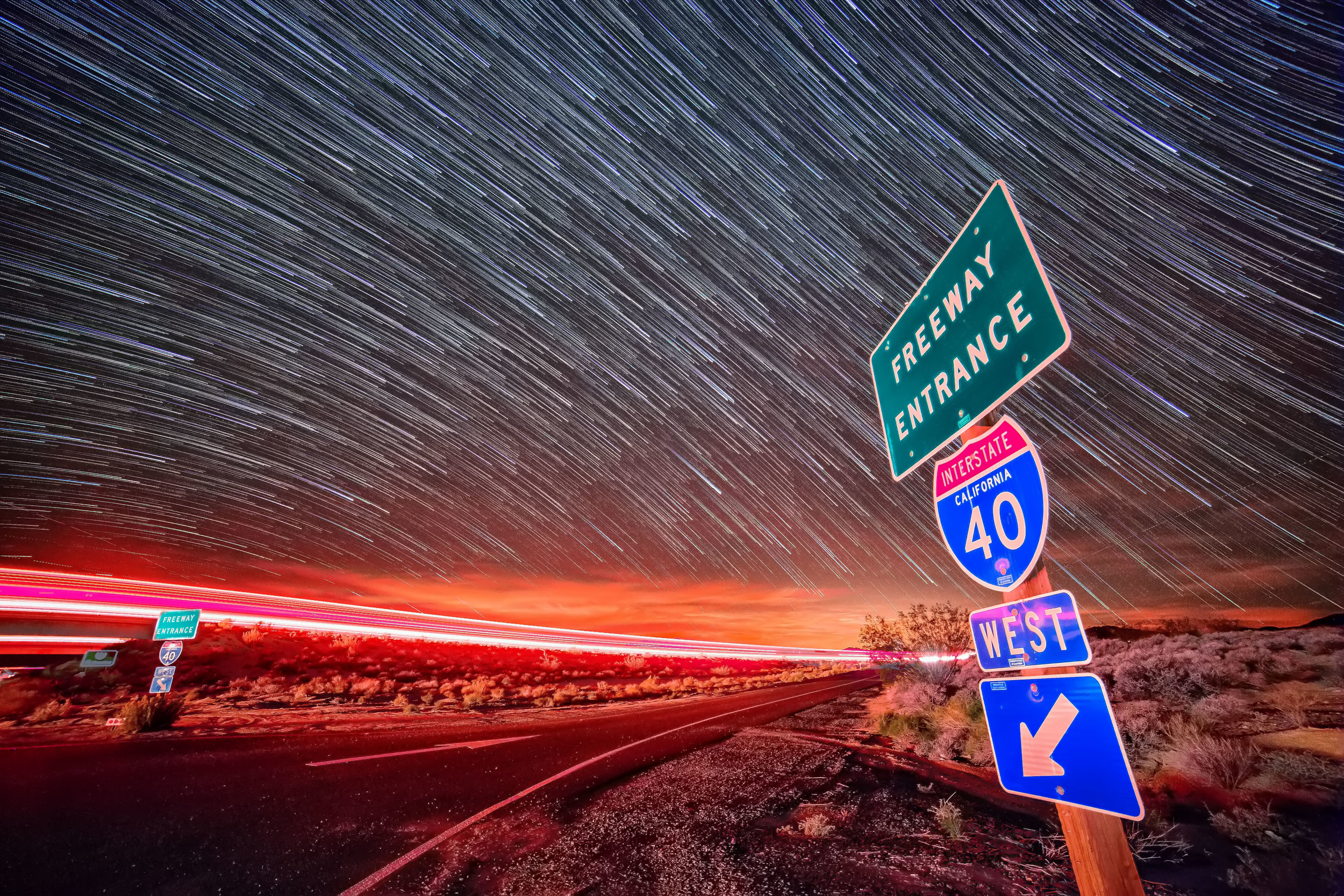 Startrails over Interstate 40