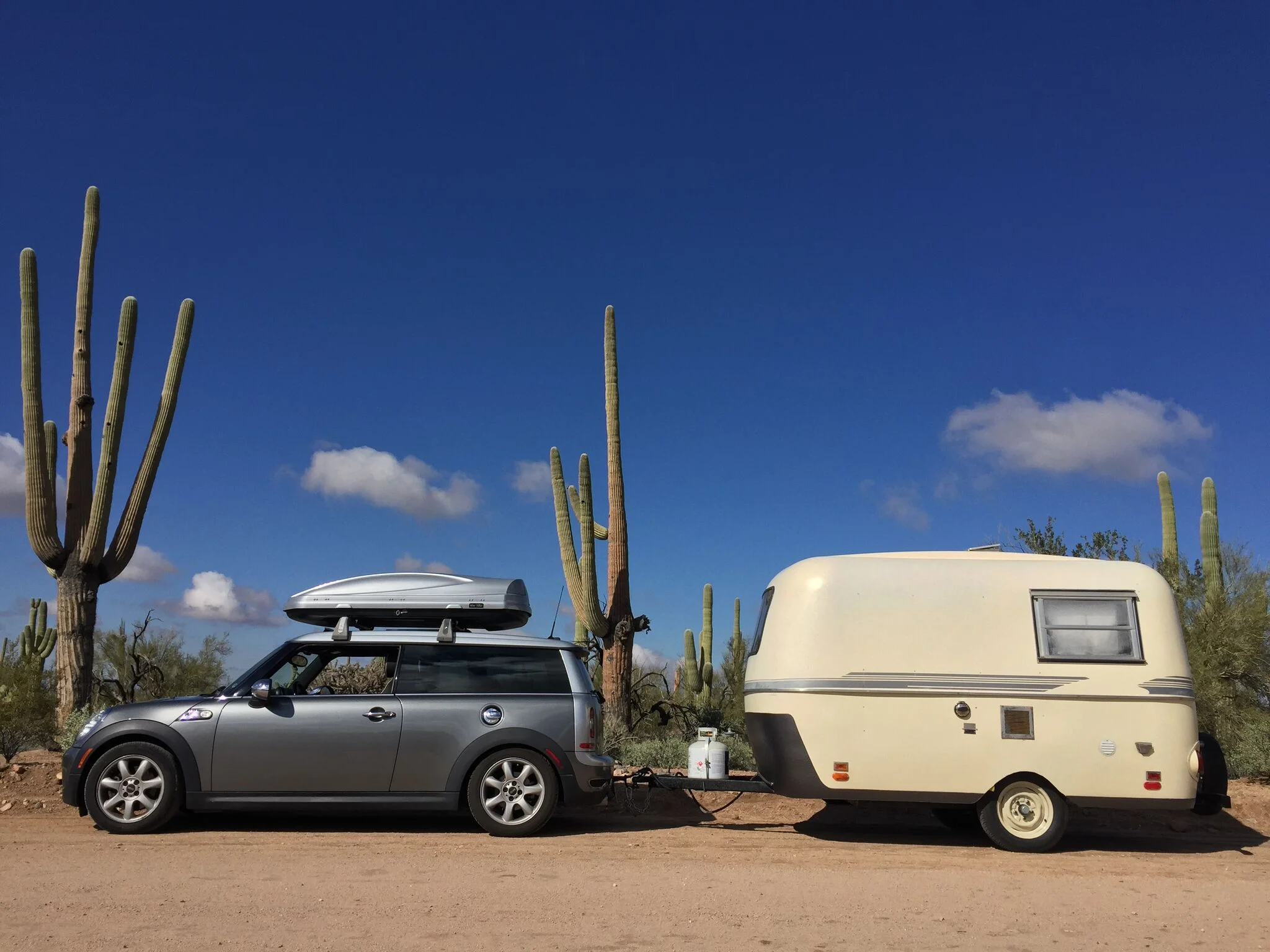 1971 Boler 1300, towed by Mini Cooper CLubman (Mini Cooper not for sale)