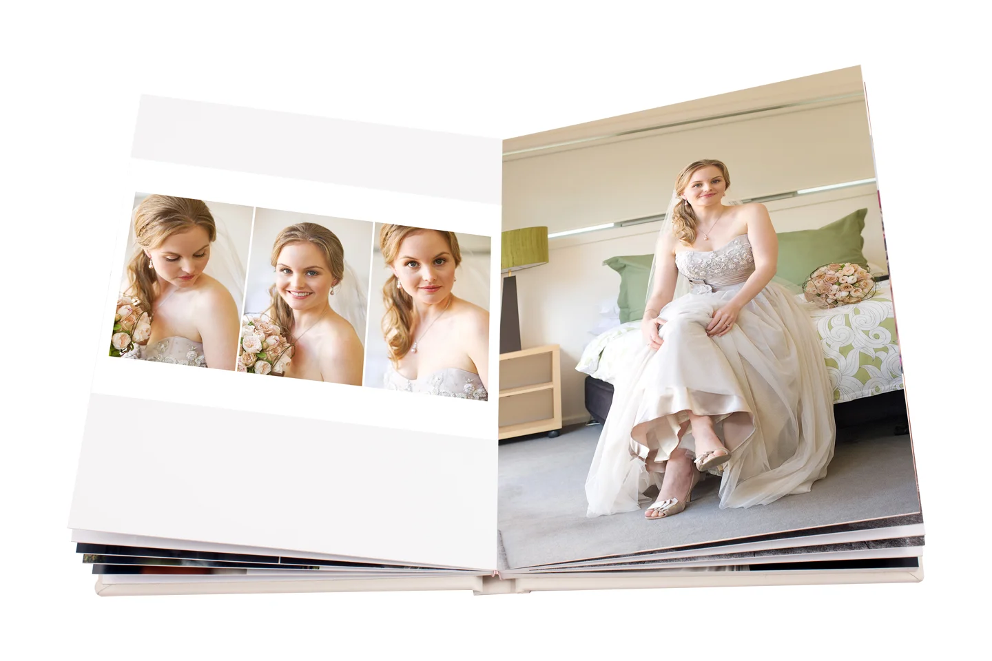 lovely bride in wedding album