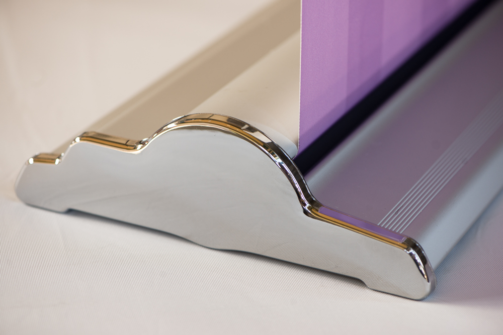 The Premium Low Profile Base Keeps the Focus On Your Banner/Message 