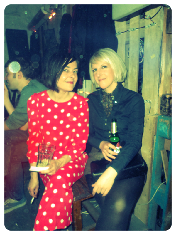 Super awesome DJ, Alva, on the left rocking some fun 80's vintage while her friend on the right sports the 60's look! 