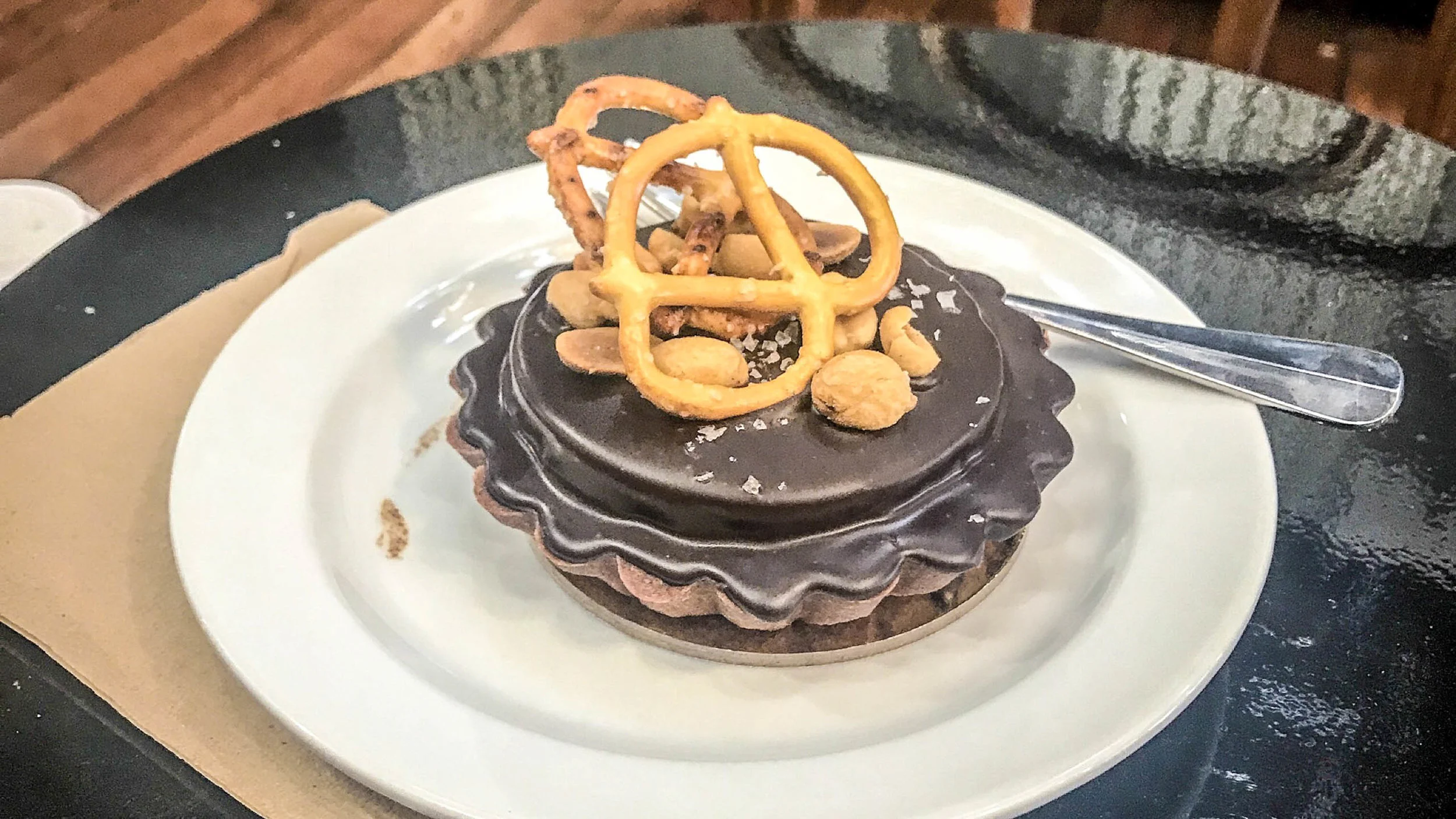 The Witherspoon, $7, Chocolate Shortcrust, Plum, Peanut Mousse, Pretzels