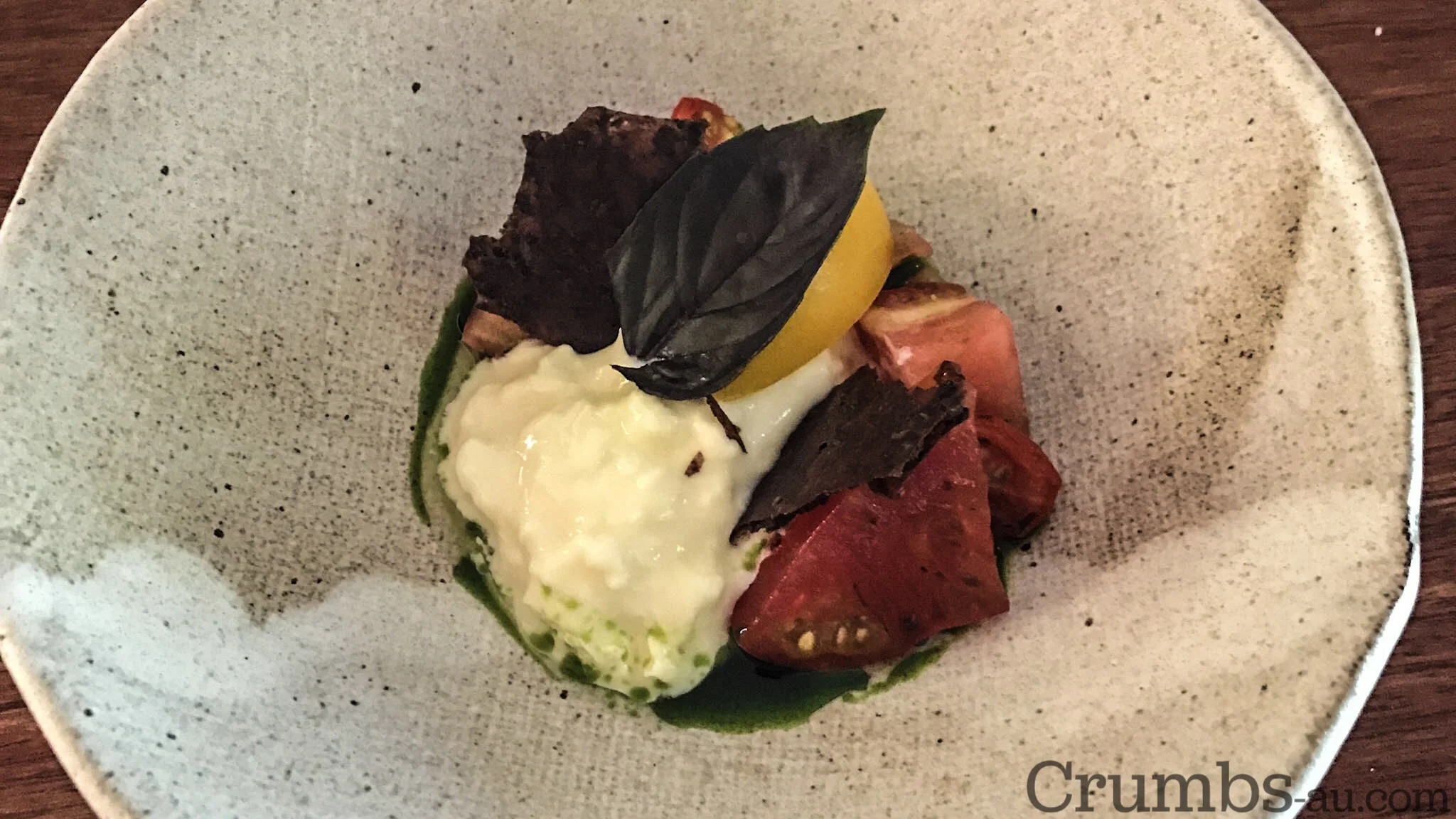 curd, tomato, basil leaf