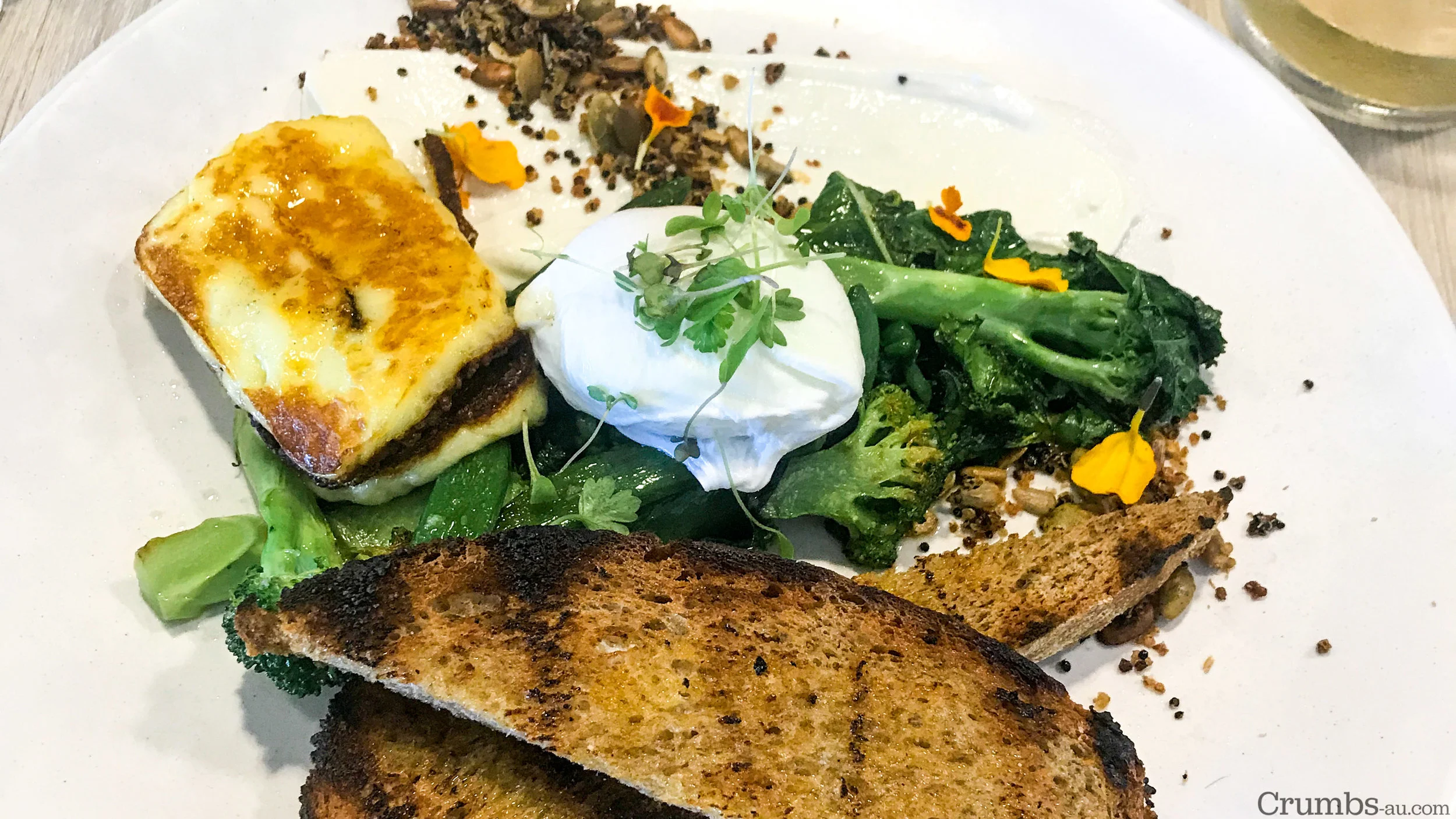 Sauteed Breakfast Greens, Halloumi