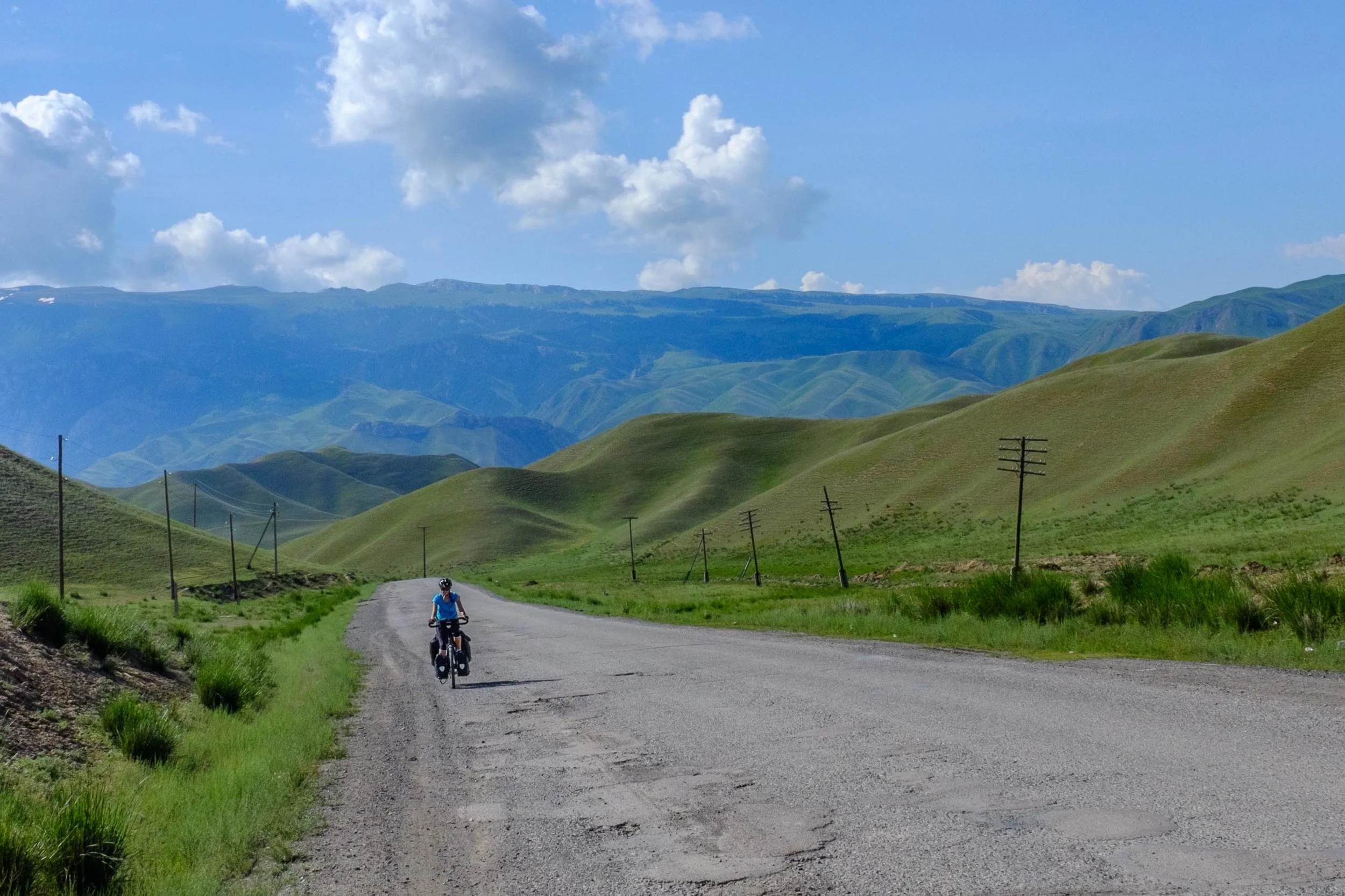 Climbing out of the Naryn river valley towards the 3025 m (9,924 ft) Dollon pass