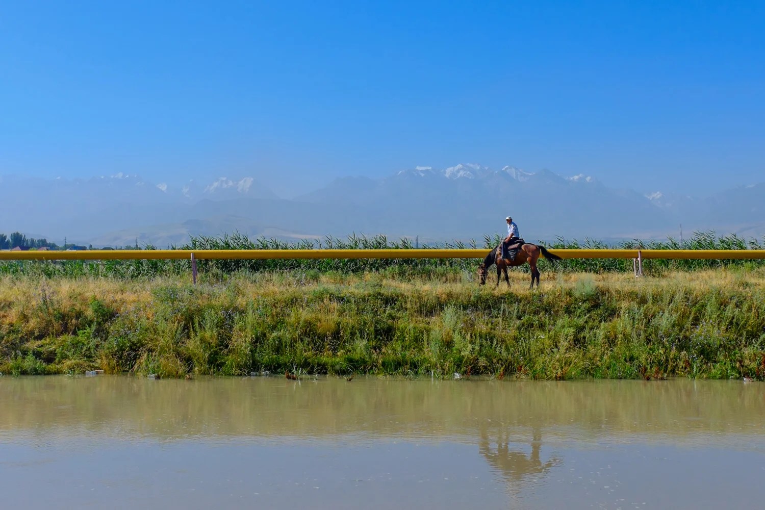 Leaving Bishkek along the canal