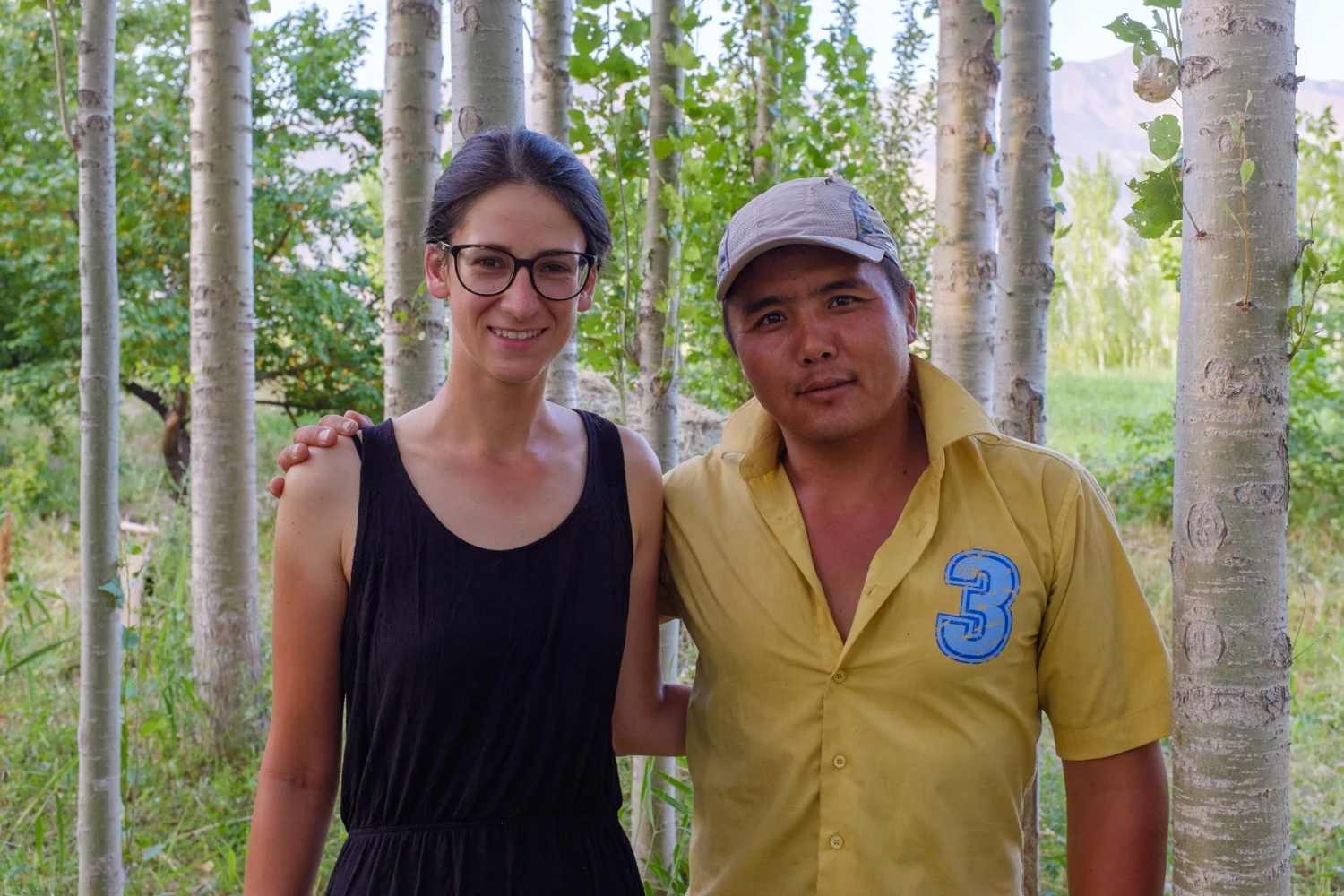 Erica and Kanat, the friendly farmer