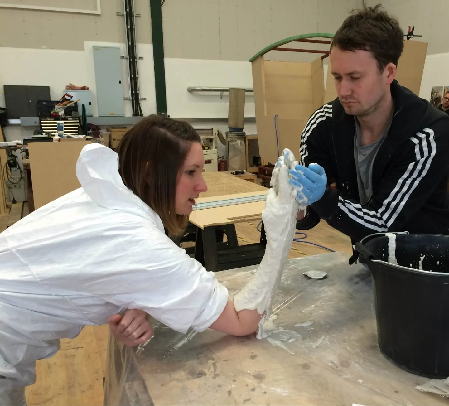 Taking a mould of the models hands