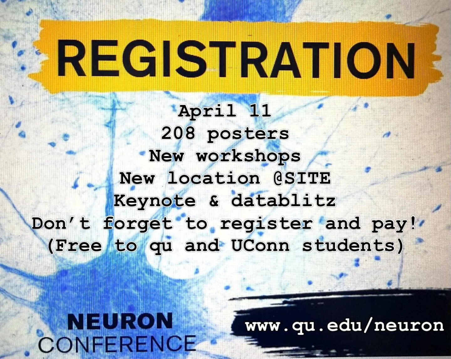 One week out from NEURON 2026 🔬

We&rsquo;re getting ready to welcome an incredible community of students, trainees, and scientists for a full day of neuroscience at QU. Posters, data blitz talks, workshops, and a keynote you won&rsquo;t want to mis