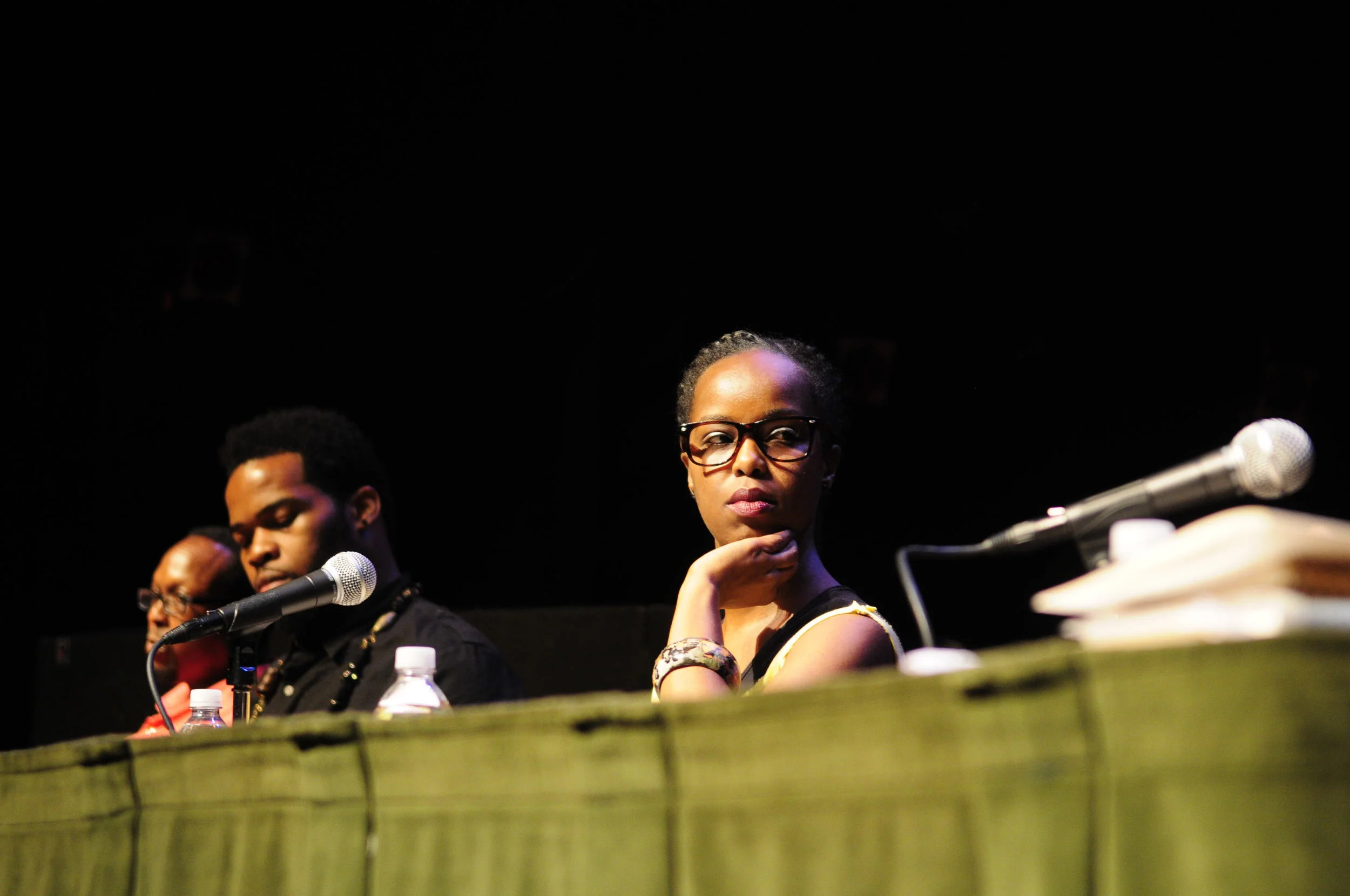 Mark Anthony Neal, Asadullah Muhammad and Deejay Reborn panelist for "Keep it in the Closet: The historic speculation around MJ's gender bending persona"