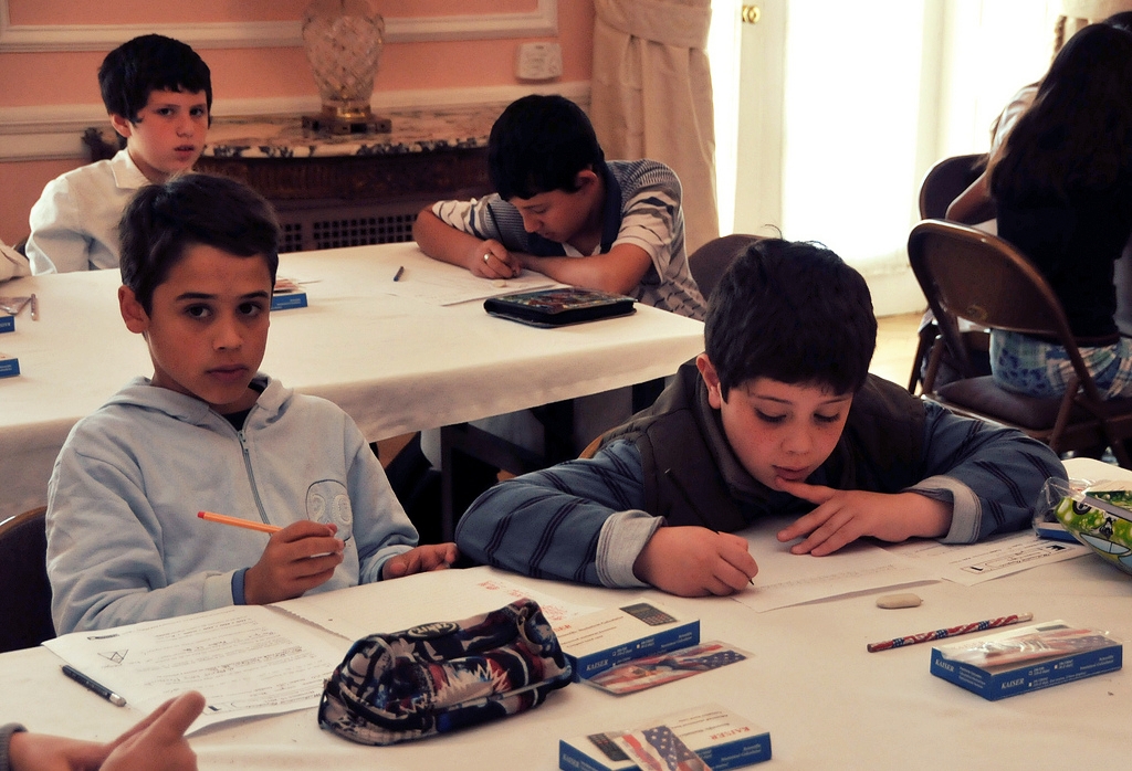 Students taking an exam