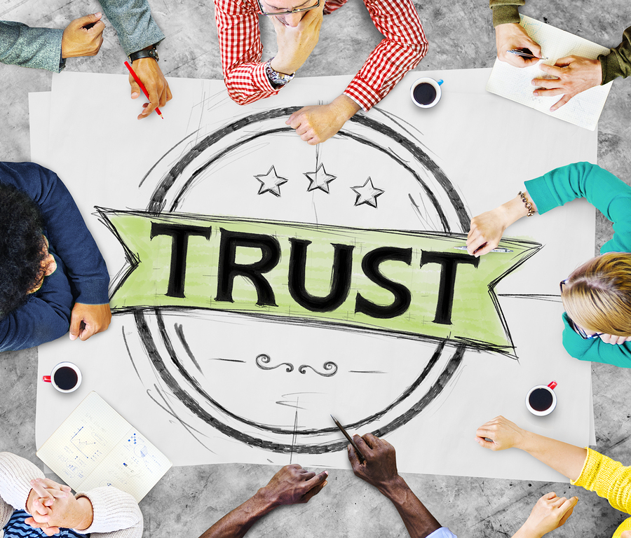 University students discussing the term trust