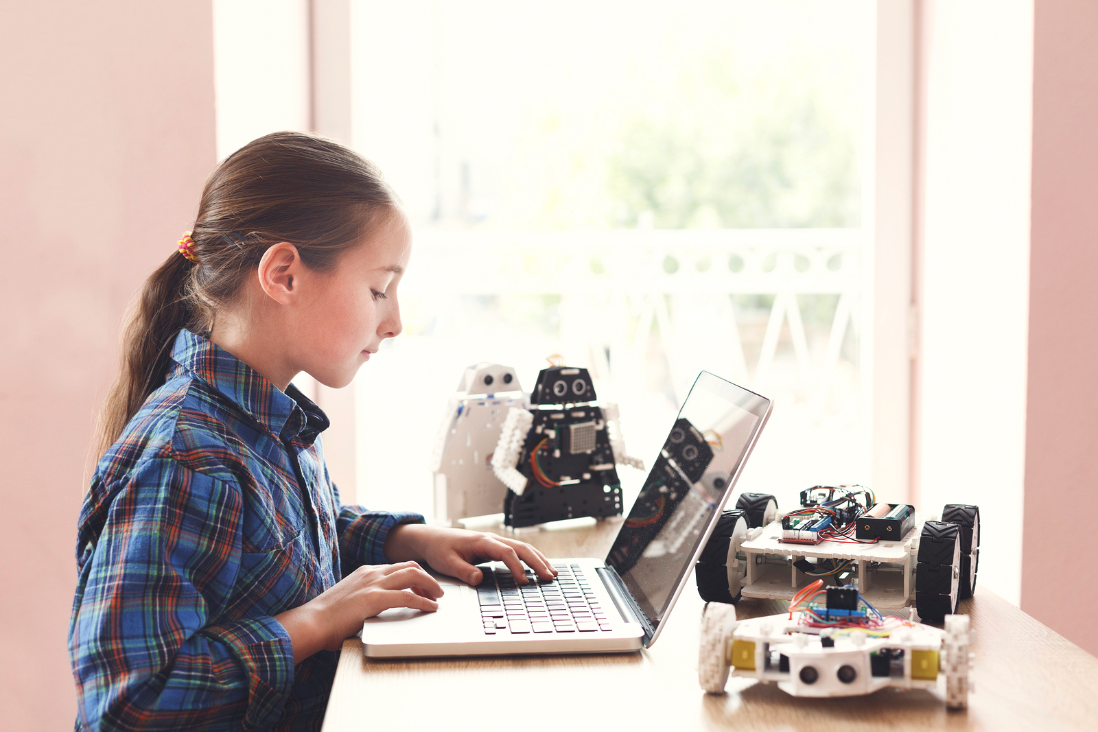 Girl coding Stem encouragement