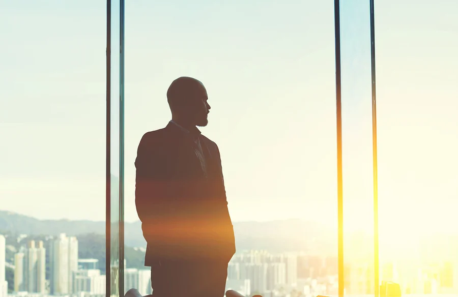 Successful entrepreneur in his office