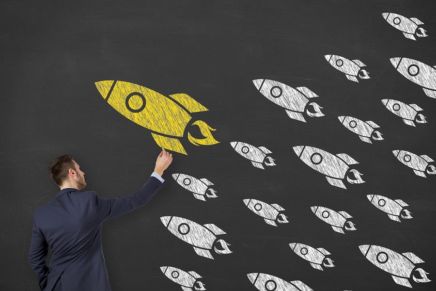 The new learning leader drawing a rocket on a blackboard