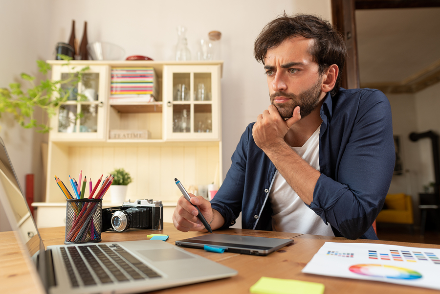 Freelance designer working on a fiverr project