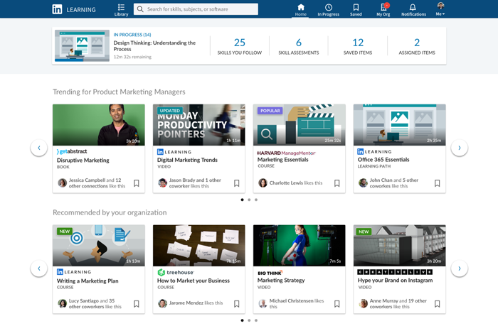 LinkedIn Learning Interface.