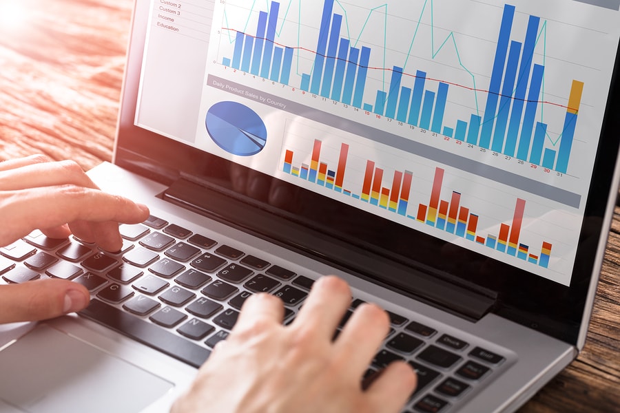Student analyzing data