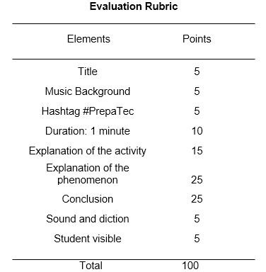 Image 2: Evaluation rubric for the TikTok videos made by the students.