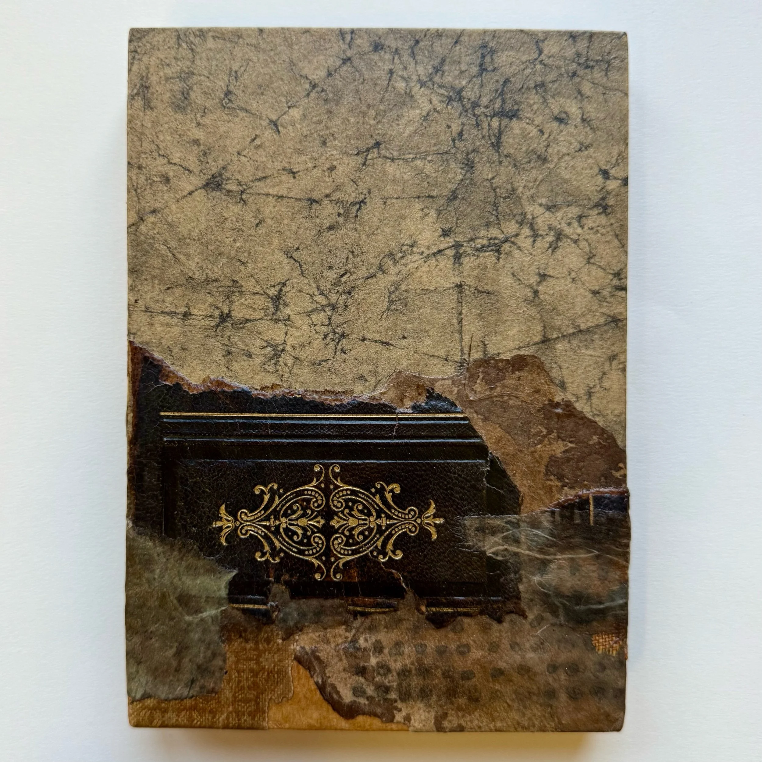  VINTAGE BOOK COLLAGE ON CRADLED WOOD PANEL  5” X 7” X 7/8”  $250 