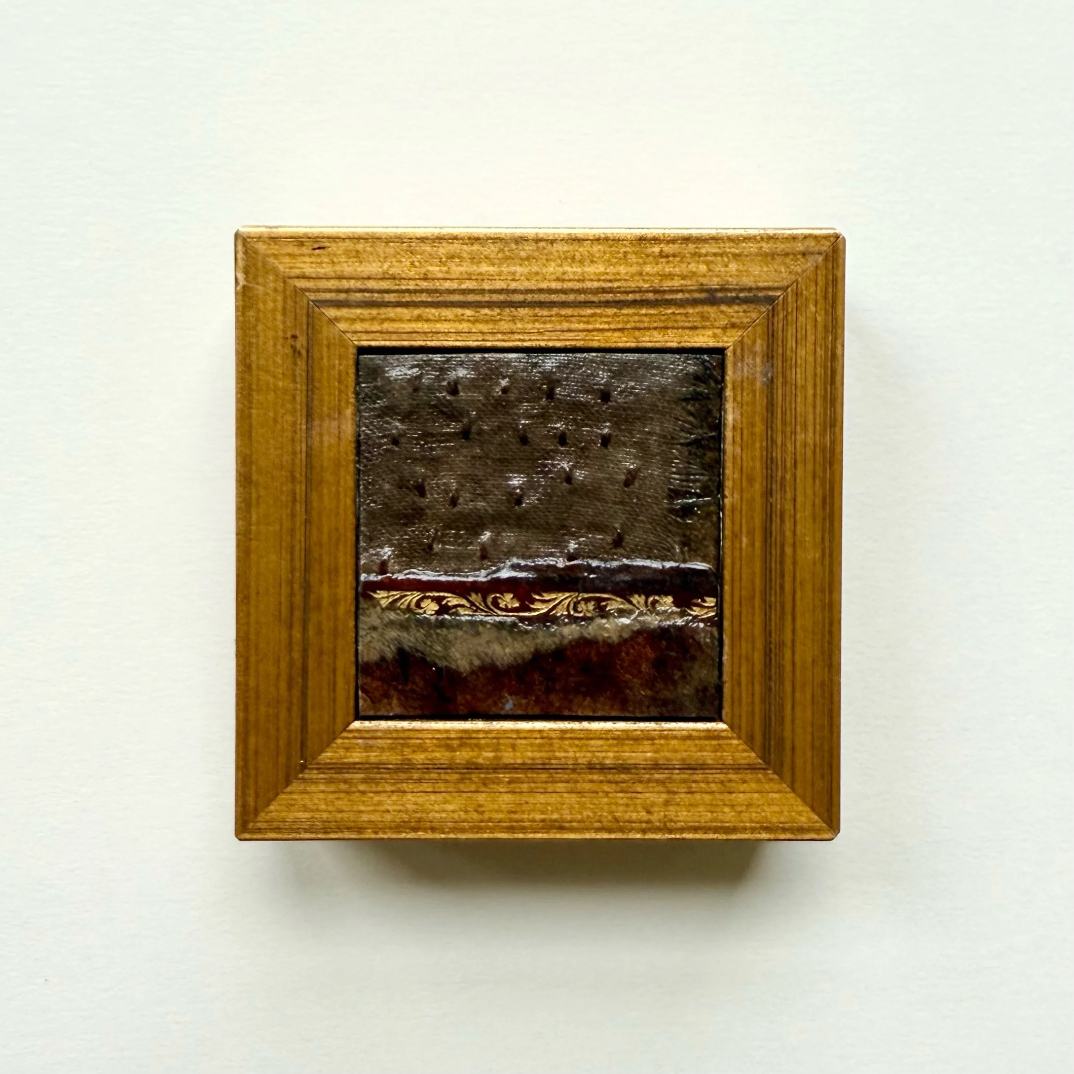  VINTAGE BOOK COLLAGE WITH EMBROIDERY&nbsp;  2 1/2” x 2 1/2”  $80  SOLD   