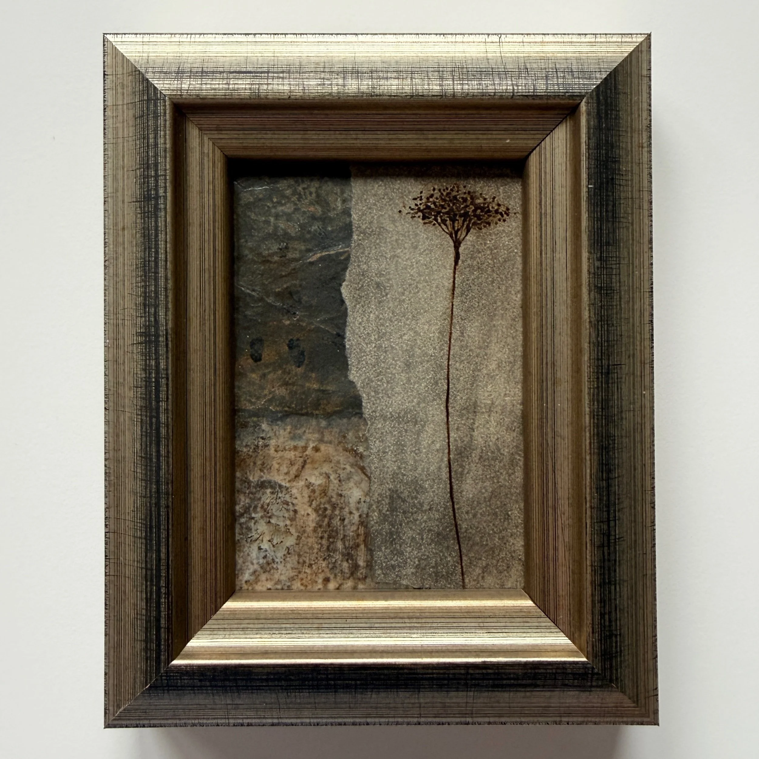  MIXED MEDIA WITH RENDERED FLOWER  3 3/4” x 4 3/4”   