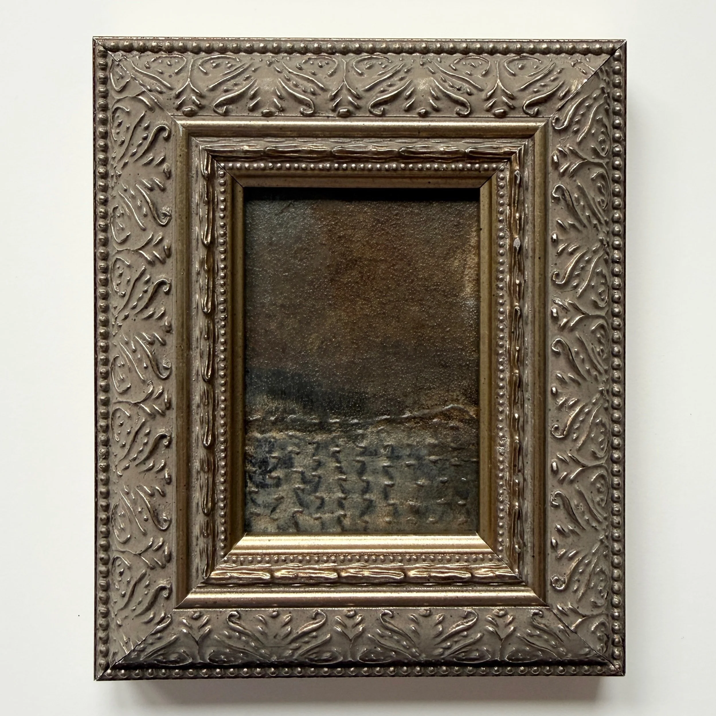  ACRYLIC PAINTING WITH EMBROIDERY&nbsp;  4 3/4” x &nbsp;5 1/2”     