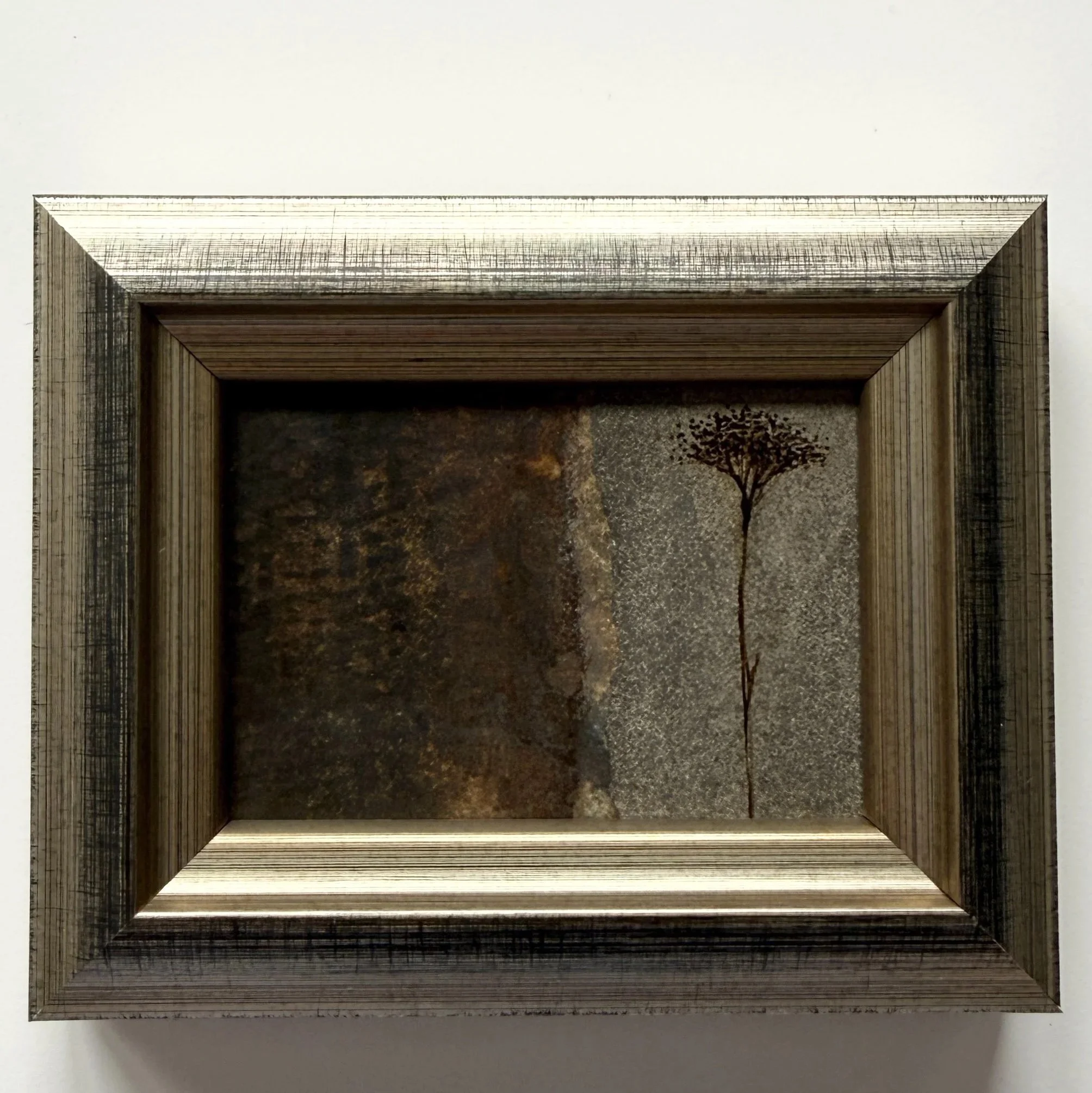  MIXED MEDIA WITH INK FLORAL RENDERING&nbsp;  3 3/4” x 4 3/4”   