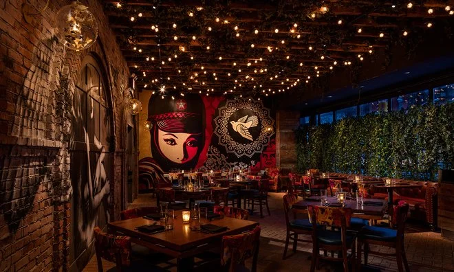 One of the many dining areas inside Vandal. 