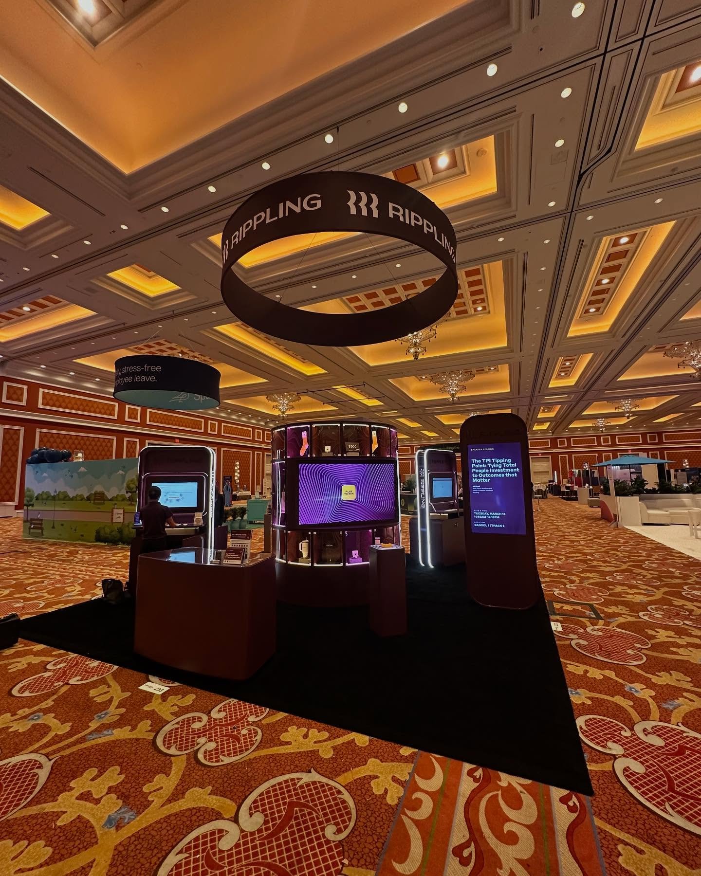 The dramatic carpet at the Wynn makes this Rippling booth pop! #vegasbaby #onlyvegas