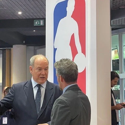 Fit for a King! HRH Prince Albert of Monaco visits the NBA stand at #sportel. He got the Royal Treatment!