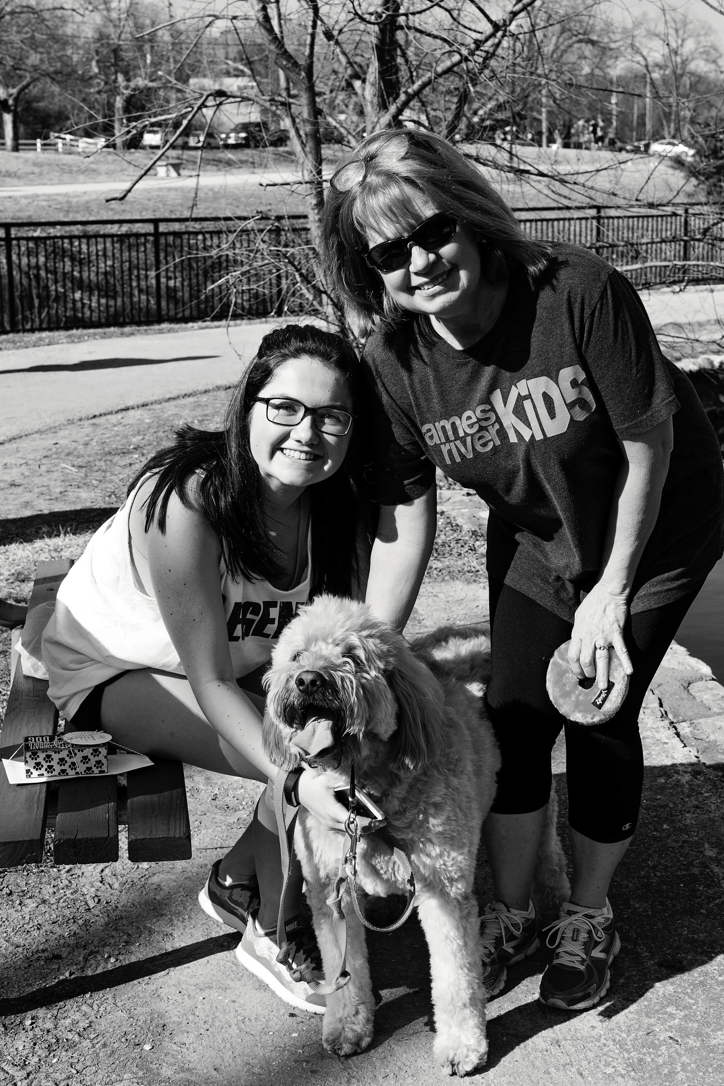 Natalie P. and Cheri P. with Charlee the dog. - Home for the weekend, Natalie spent quality time with her mother and Charlee at Sequiota Park. 