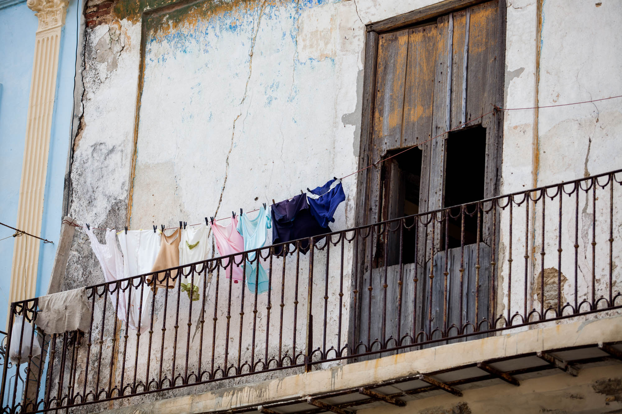 BALCONY SCENE Airing out the laundry. This was the typical balcony scene on the old buildings.