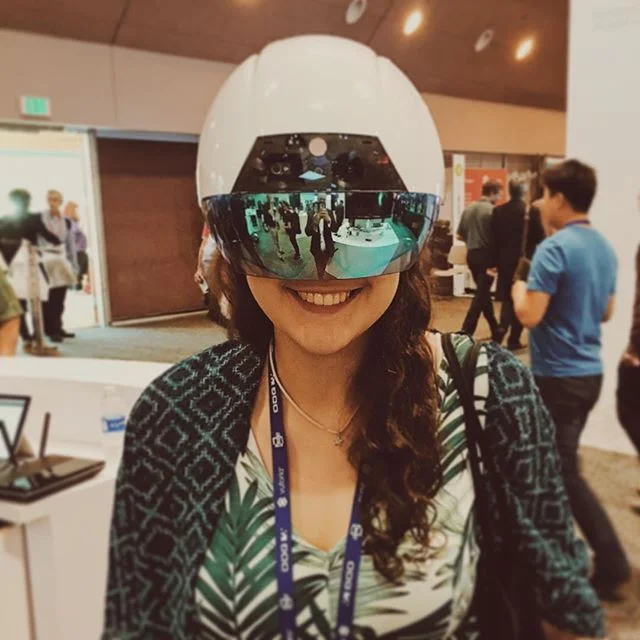 Real reality reflected on augmented reality - the DAQRI Smart Helmet really looks like something out of a sci-fi movie