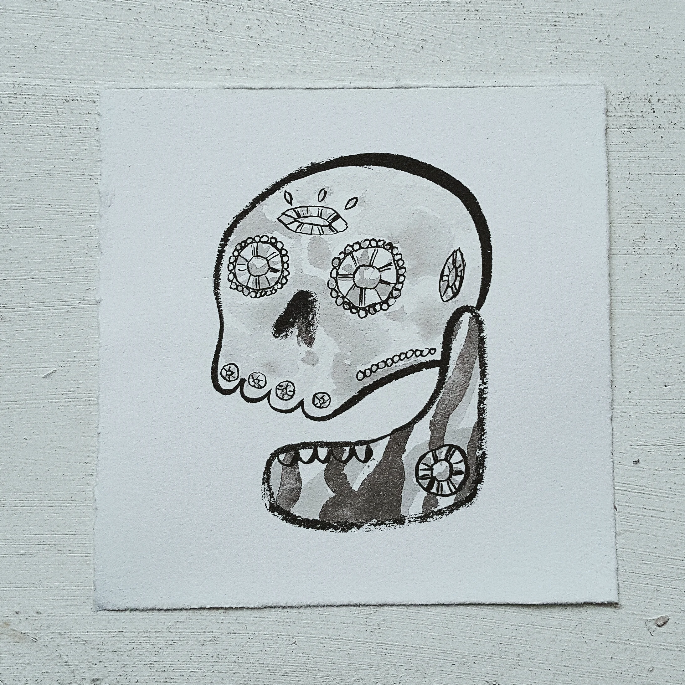 Inktober No. 5, Reliquary Skull - The jewel encrusted remains of unknown royalty.