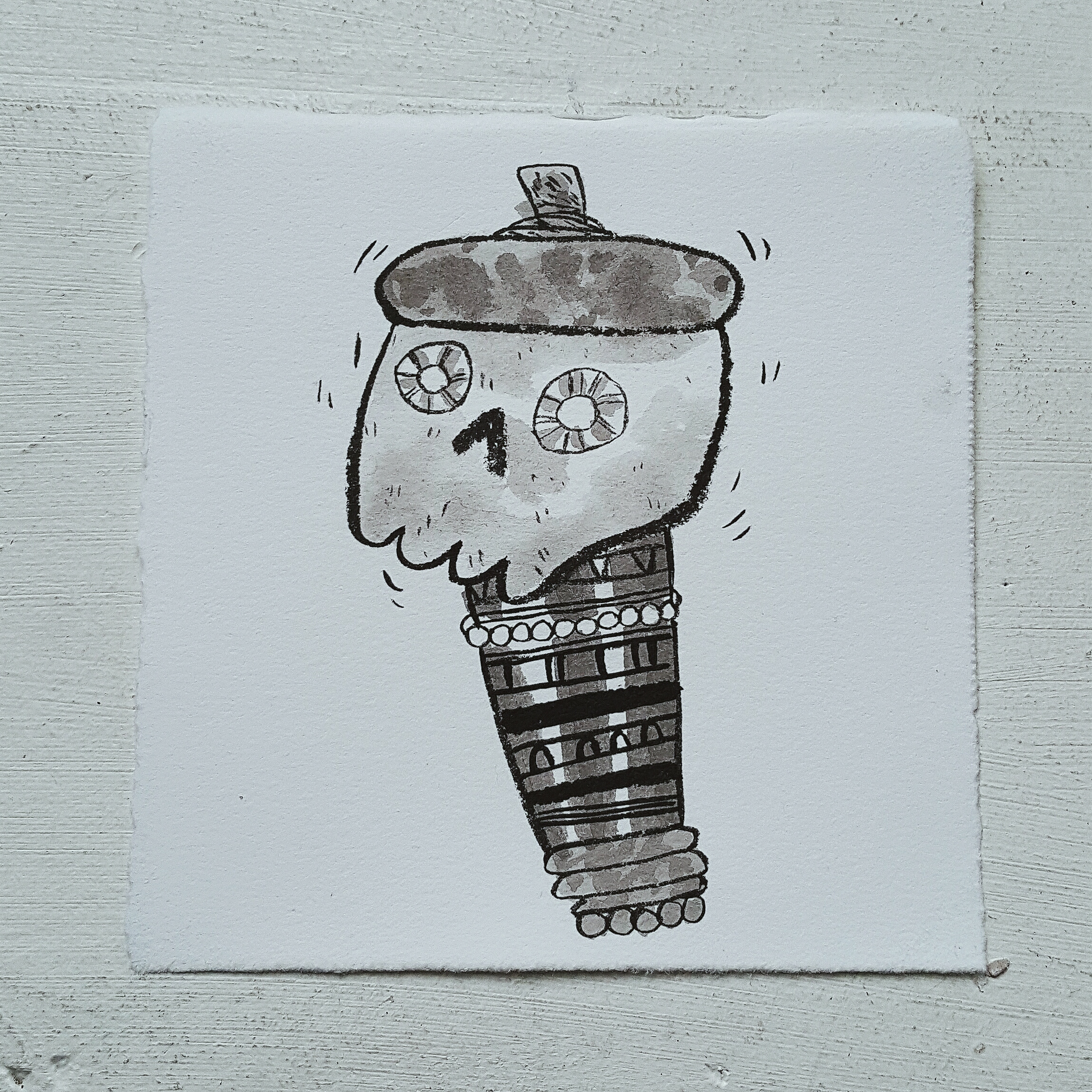 Inktober No. 6, Death Rattle - this item can be used to control undead creatures, the rattle must be shaken continuously to keep control of the creatures.