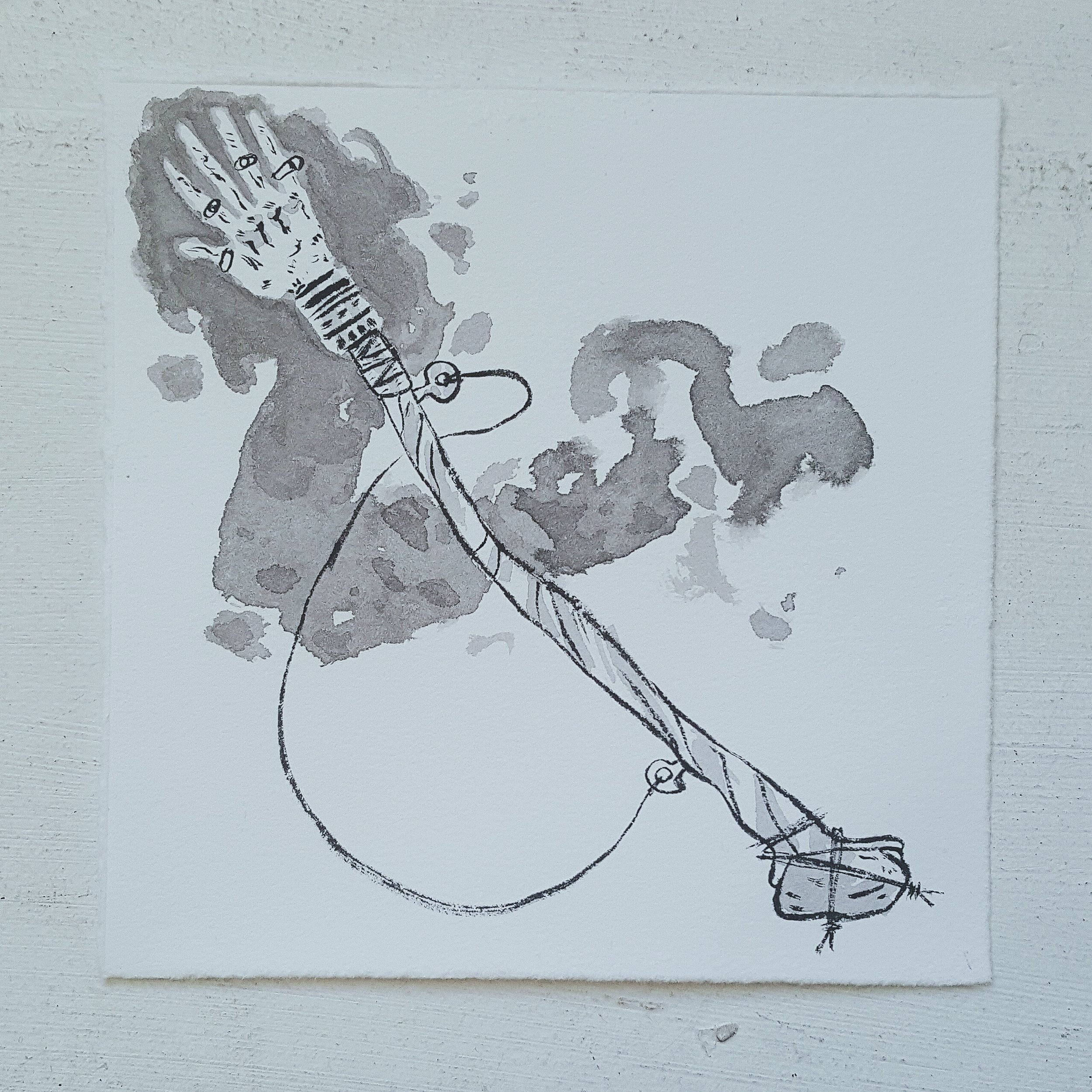 Inktober No. 12, Necromancer's Staff - The preserved hand attached to the staff is what gives it it's power over the dead.