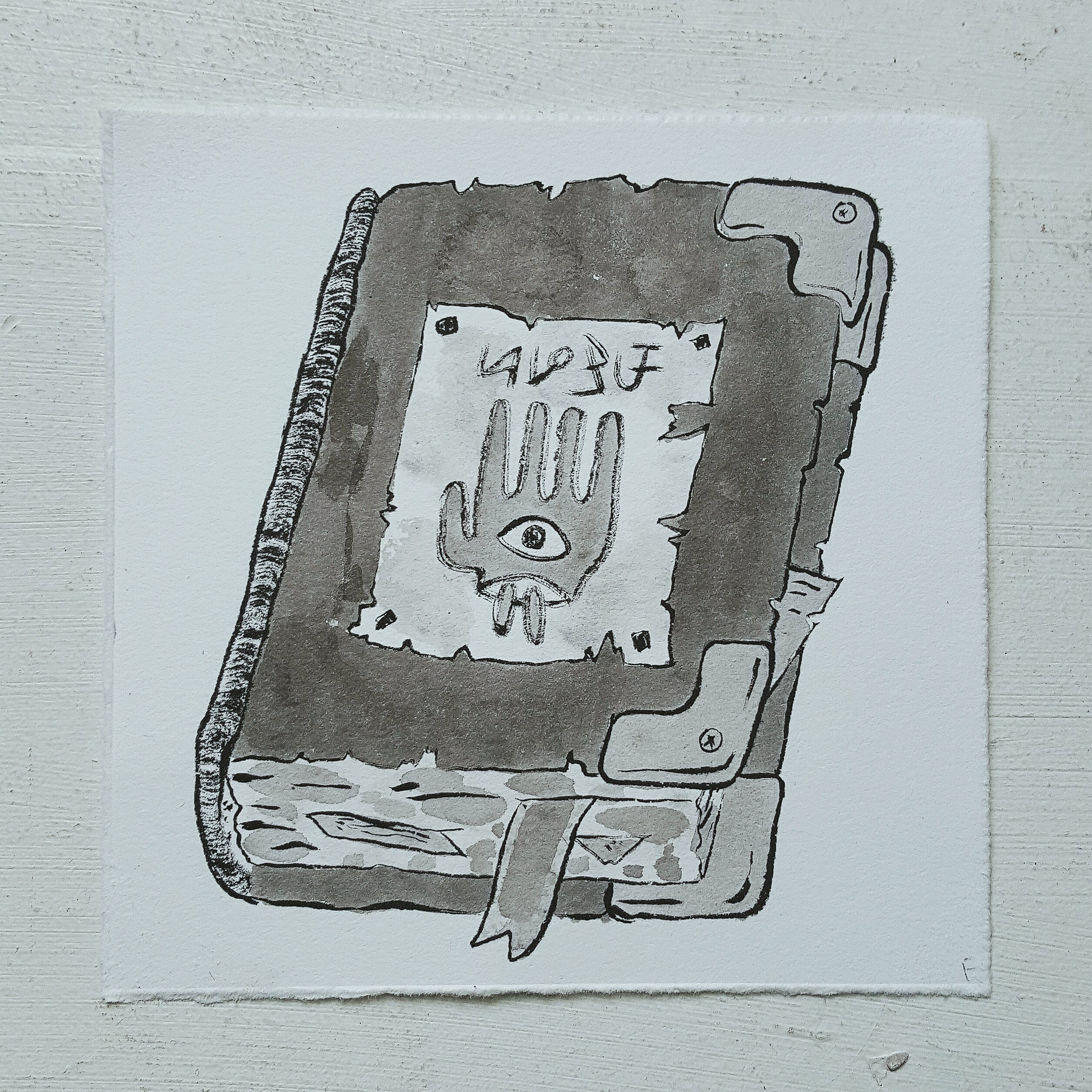 Inktober No. 16, Cryptic Spell Book - A nearly indecipherable tome.