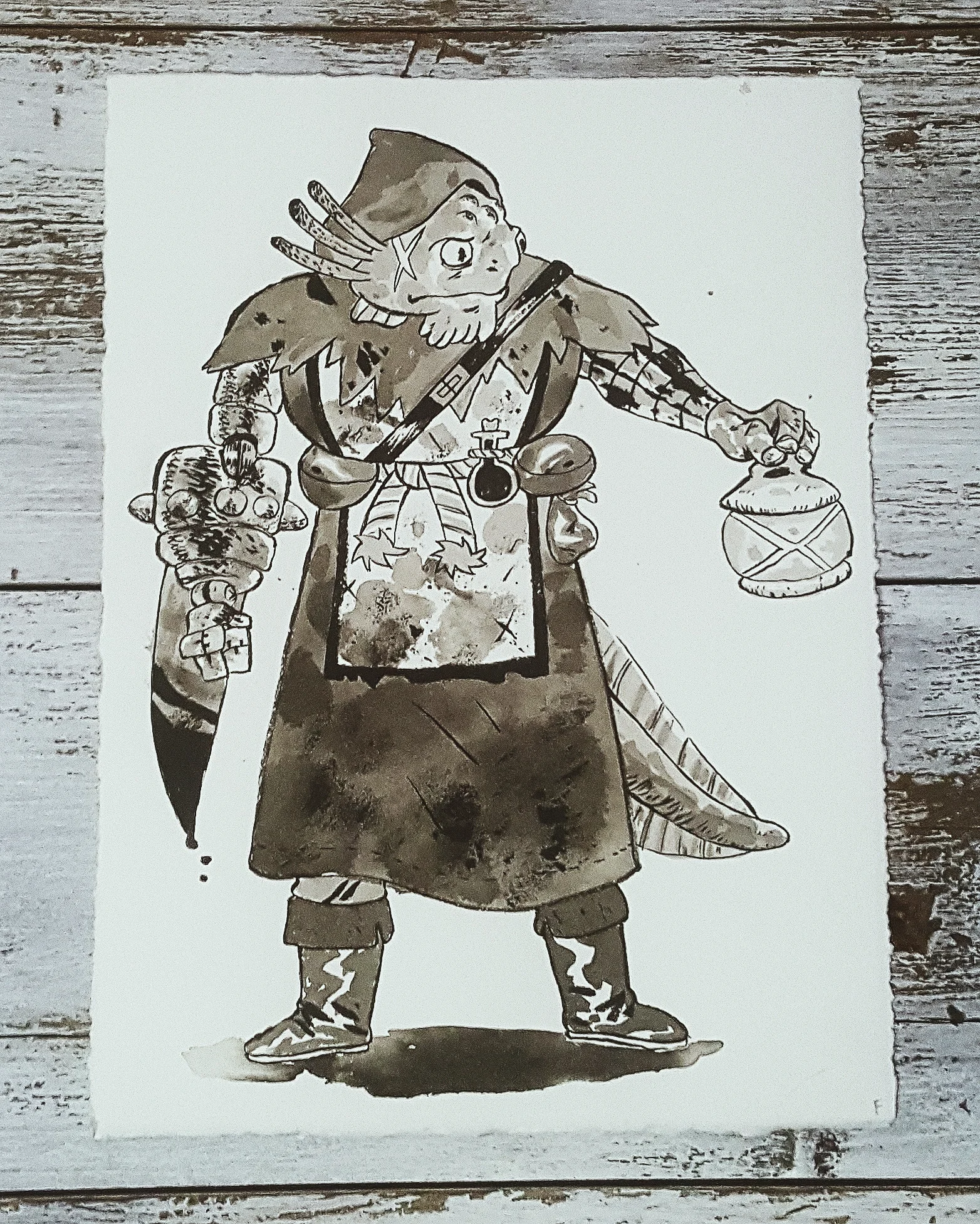 A Knight a Day No. 12, Gillbog the Dungeon Crawler - Some adventurers, like Gillbog, make their living by camping outside dungeons and venturing deeper and deeper, day after day in hopes of finding the best loot. Gillbog, the most famous dungeon crawler in the land lost his arm trying to plunder a dungeon that belonged to Helgeda. He hopes to defeat her one day and take the treasures that she hordes for her devils.