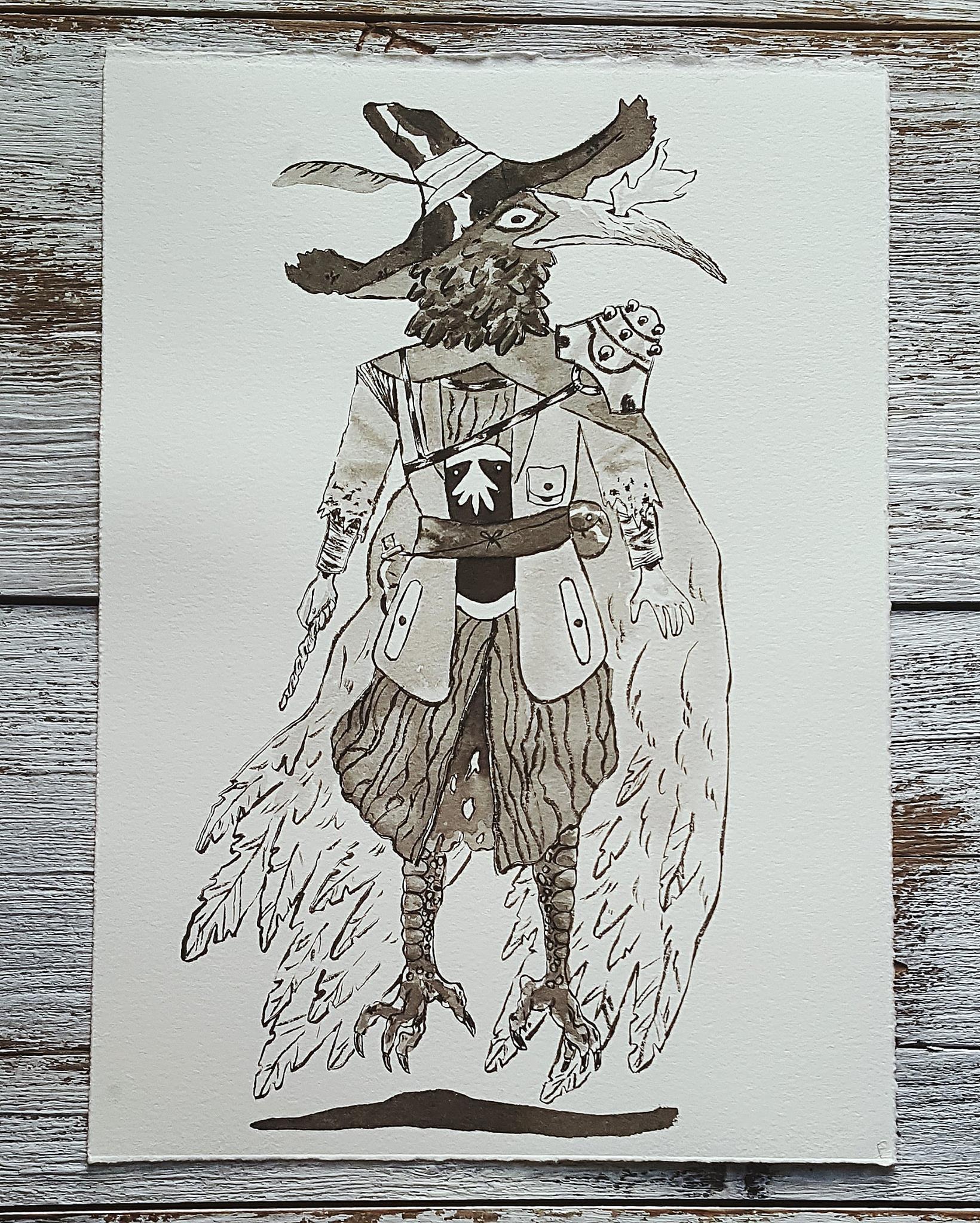 A Knight a Day No. 18, Crowmancer - A wizard who was cursed to take the form of a crow after betraying the Master Magus of his guild of magi.